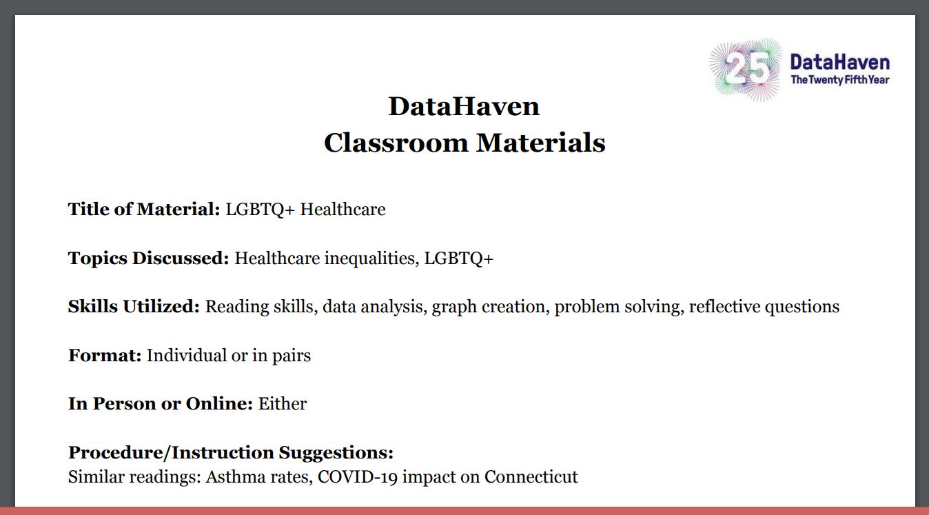 datahaven materials on connecticut data for school classrooms 