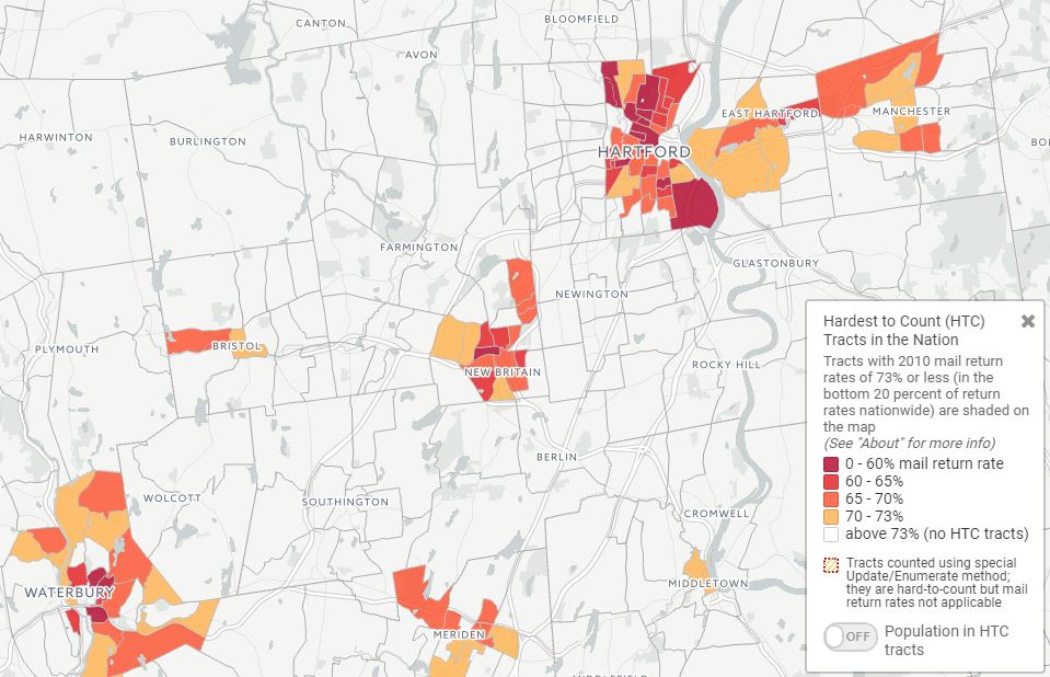 Connecticut data on hard to count areas 2010