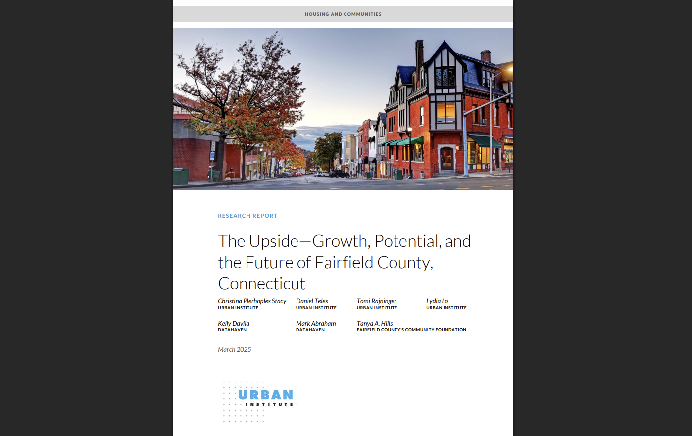 The upside 2025 Fairfield County Urban Institute FCCF DataHaven data report