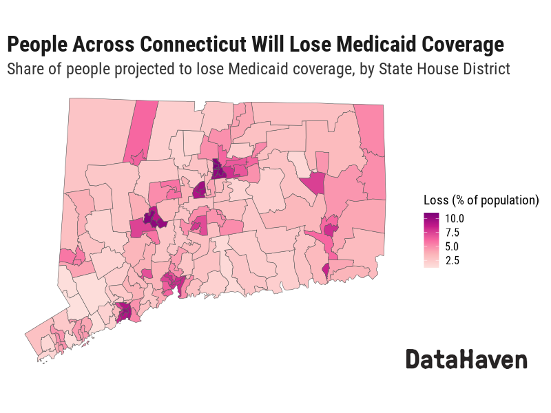 Medicaid Coverage Loss by Connecticut State House District